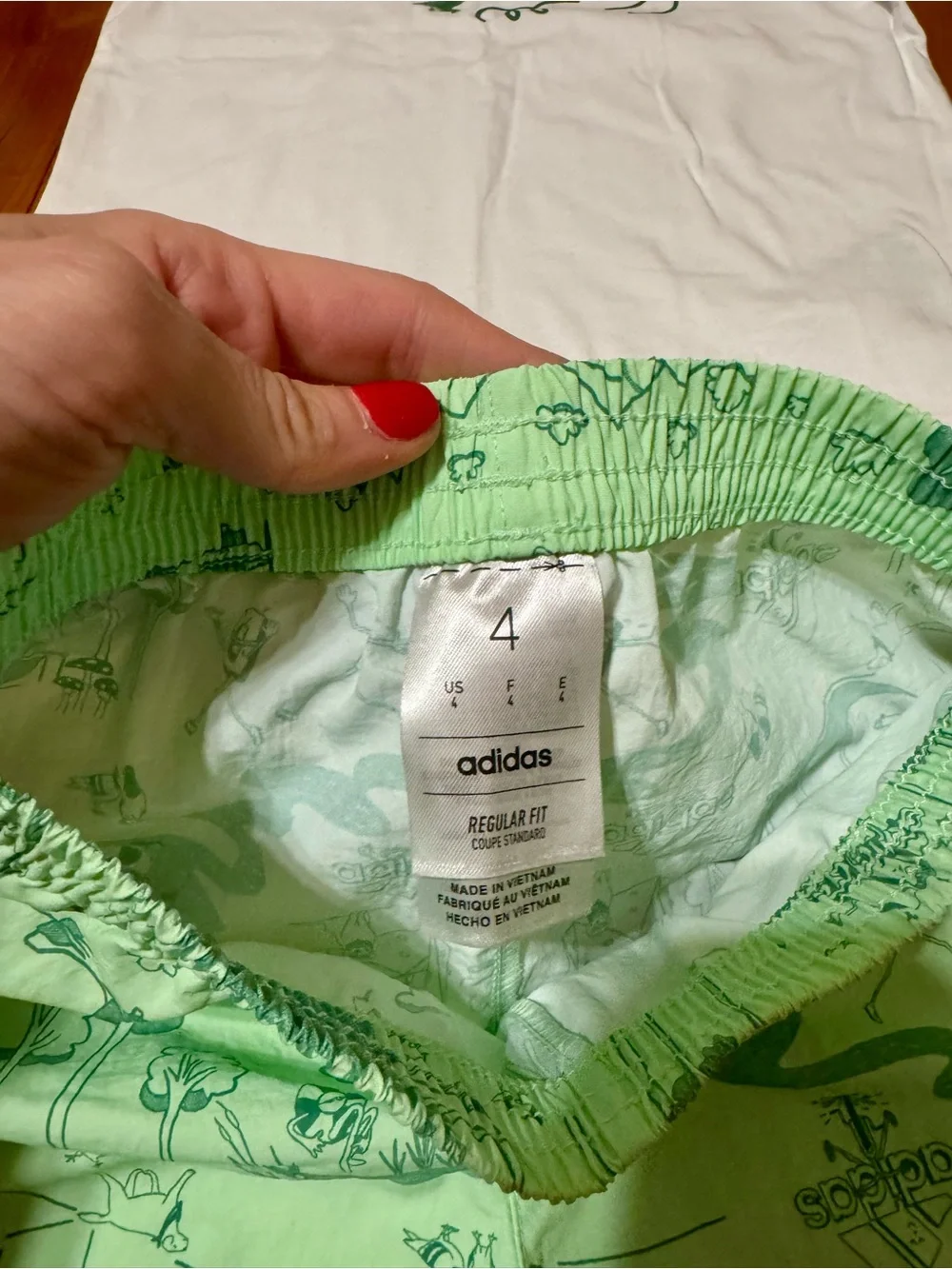 NWT Adidas White Tee with Mint Green Nature Print Shorts Set